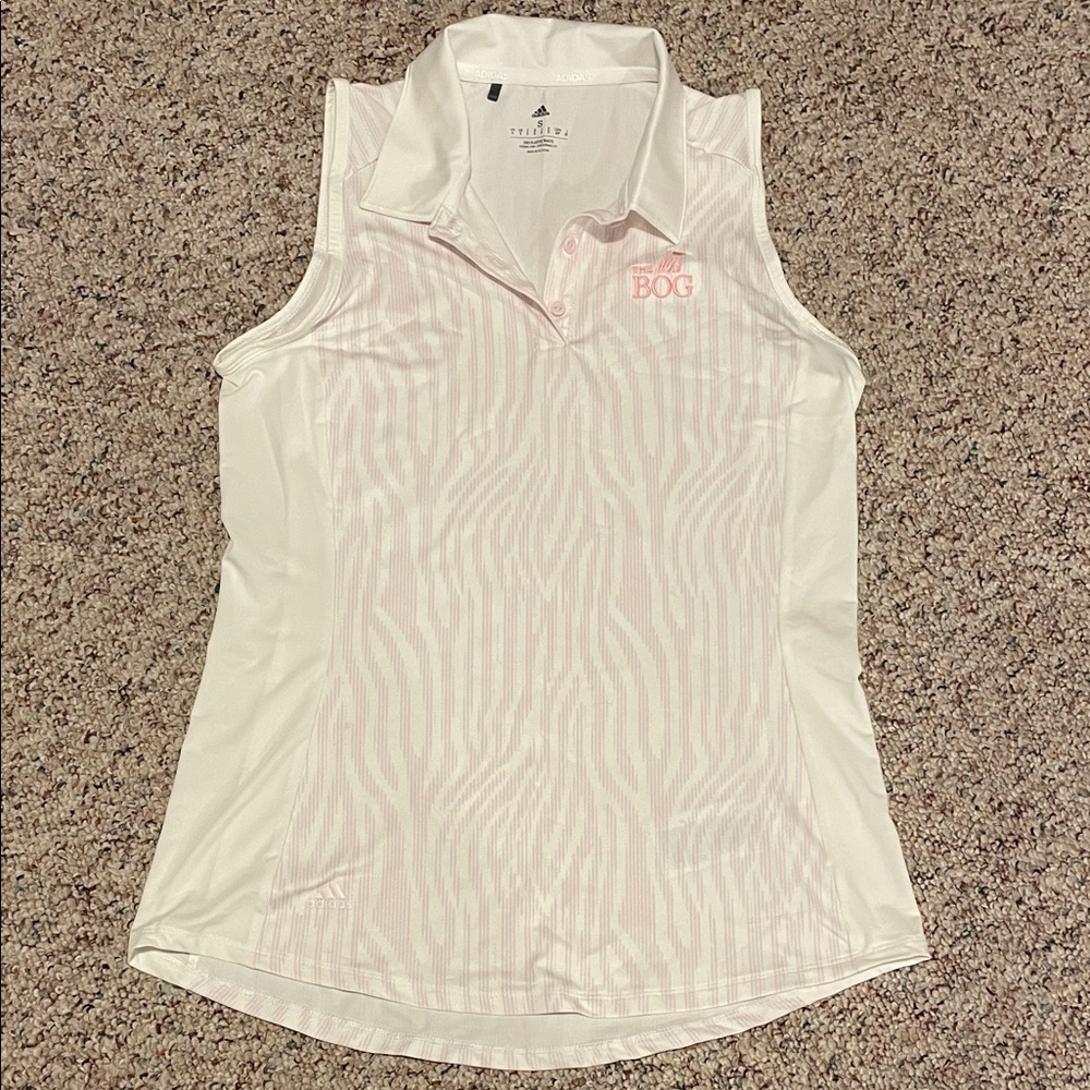 Adidas Pink and White Zebra Print Sleeveless Golf top